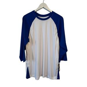 NWT Champro 3/4 sleeve white and royal blue baseball shirt - XL